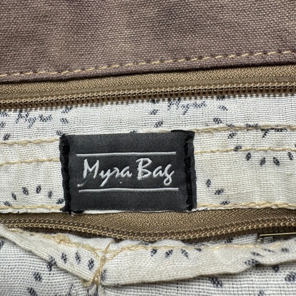 Myra Bag Western Aztec Canvas Tote Leather Strap Shoulder Bag Brown - Picture 4 of 8